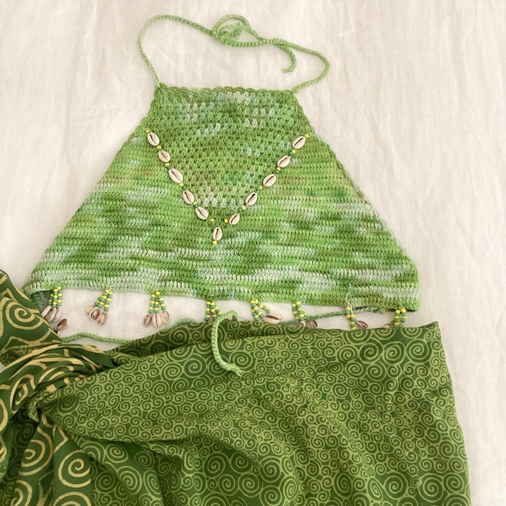 Bouncy Wear Green Coverup Skirt Set Sz S View 4